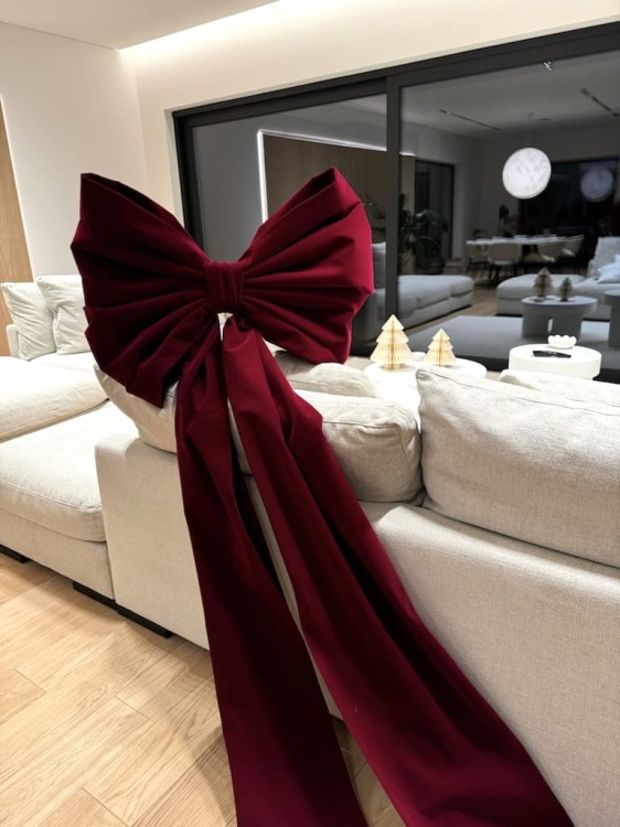 kokarda-welurowa-bordowa-xxl-choinka-recznie-robiona-70cm 1