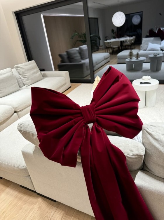 kokarda-welurowa-bordowa-xxl-choinka-recznie-robiona-70cm 2