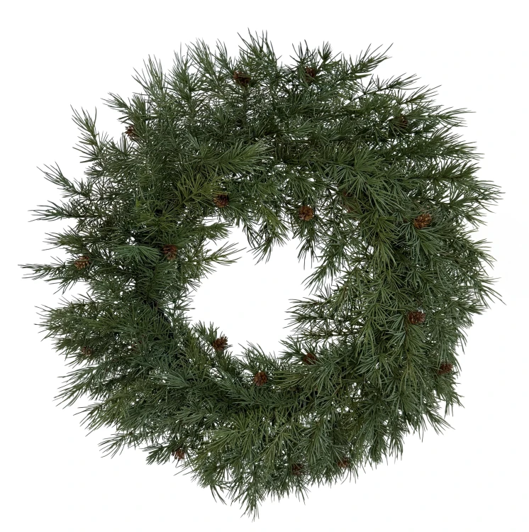 Wianek świąteczny Larix zielony z szyszkami, 80 cm