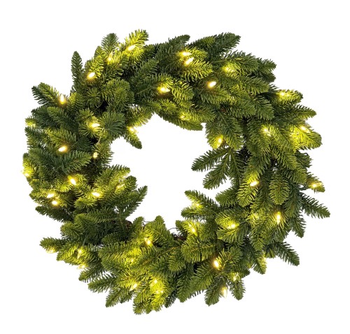 Wianek świąteczny Noble Fir LED, 50 lampek, 55 cm