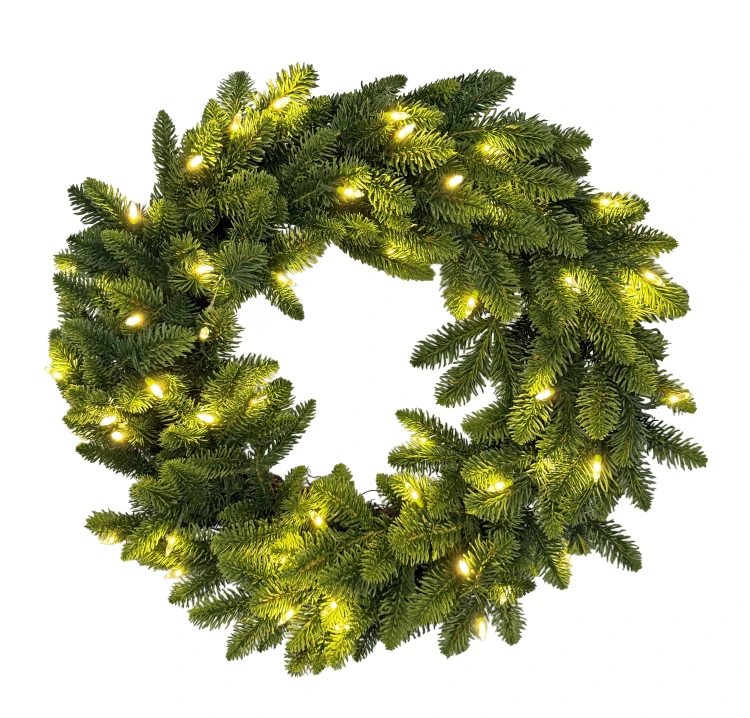 Wianek świąteczny Noble Fir LED, 50 lampek, 55 cm