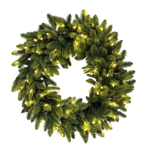 Wianek świąteczny Noble Fir LED, 75 lampek, 70 cm