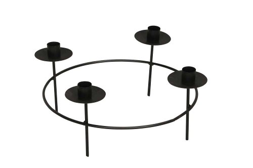 Świecznik adwentowy okrągły czarny, 4 świece, metal