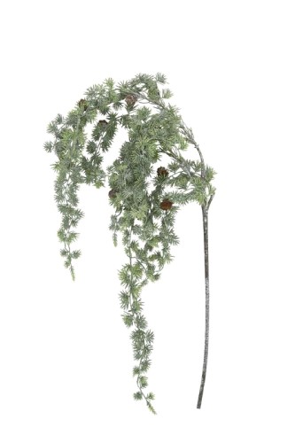 Gałązka cedru ośnieżona z szyszkami, zielona, 99 cm