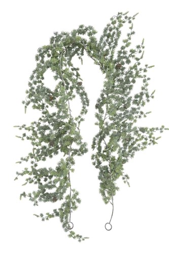 Girlanda cedrowa ośnieżona z szyszkami, zielona, 180 cm