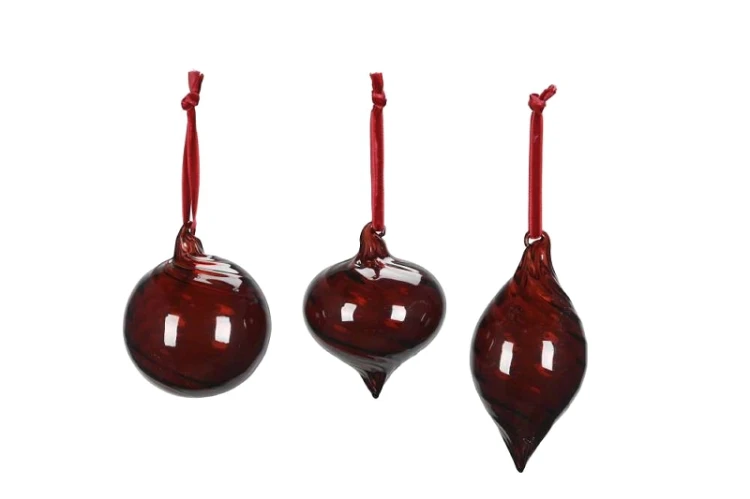 Bombki szklane czerwone, mix kula cebulka kropla