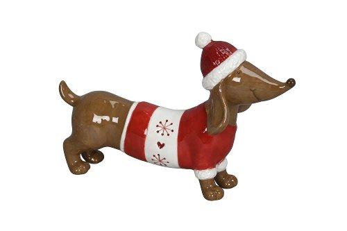 Figurka ceramiczna jamnik w sweterku, 12 cm.jpg