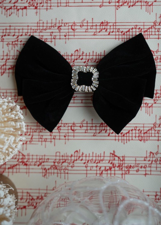 welurowa spinka do włosów czarna 2