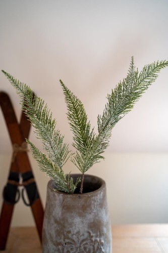 Gałązka paproci z efektem szronu i brokatu 2