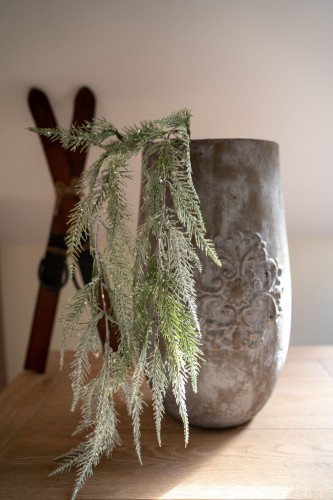 Gałązka z efektem szronu i brokatu, zielona 1