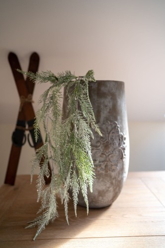 Gałązka z efektem szronu i brokatu, zielona 2