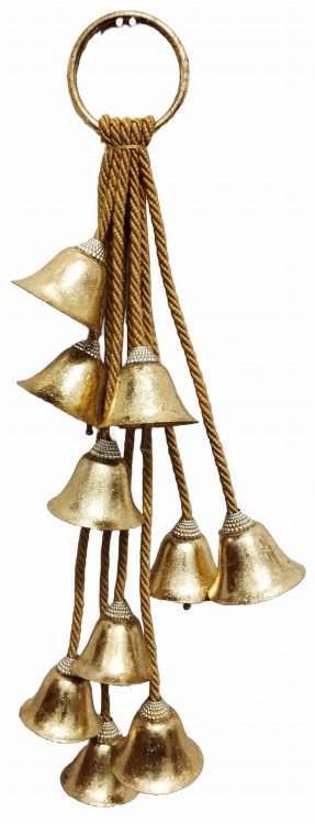 dzwonki vintage złote na sznurku 3