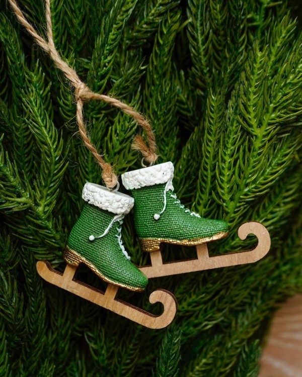 Łyżwy zielone ozdoba choinkowa