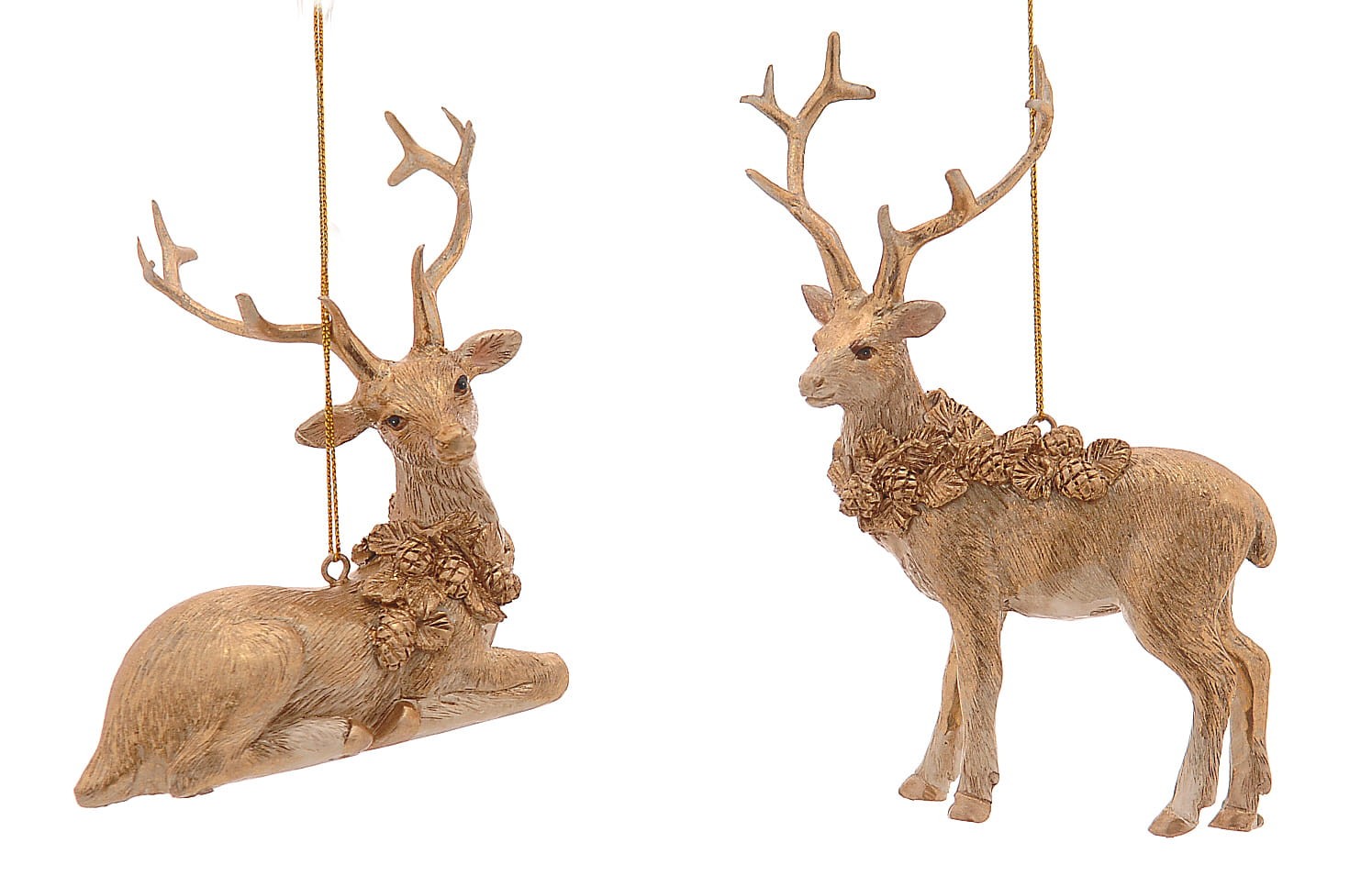 Zawieszka renifery złote, 2 szt. 13 cm