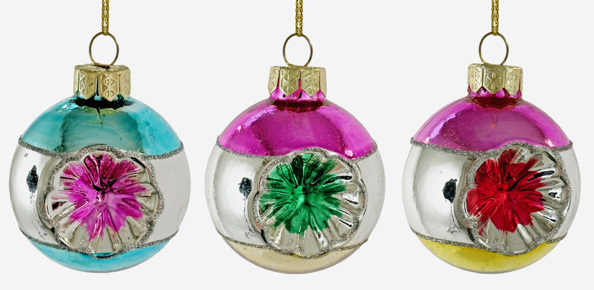 Bombki choinkowe reflektorki, zestaw 3 szt., różne kolory