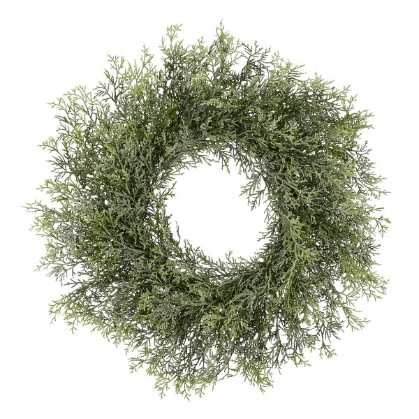 Wieniec dekoracyjny Cyprys, oszroniony, zielony, śr. 64 cm